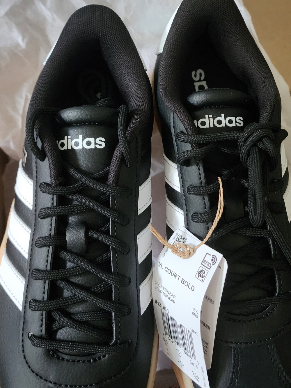 adidas VL Court Bold Black & White Sneakers Sz 7 NIB